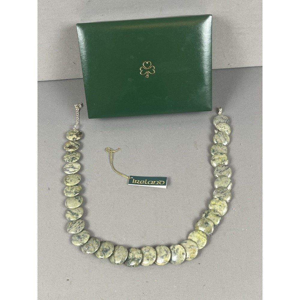 JC Walsh And Sons Connemara Irish Green Marble Round Stone Necklace - New In Box - Picture 2 of 12